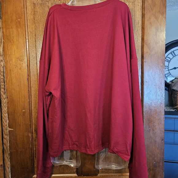 UVN Womens New 3x Maroon Red Pull Over Top And String Sweatpants Sweatsuit - Picture 3 of 10